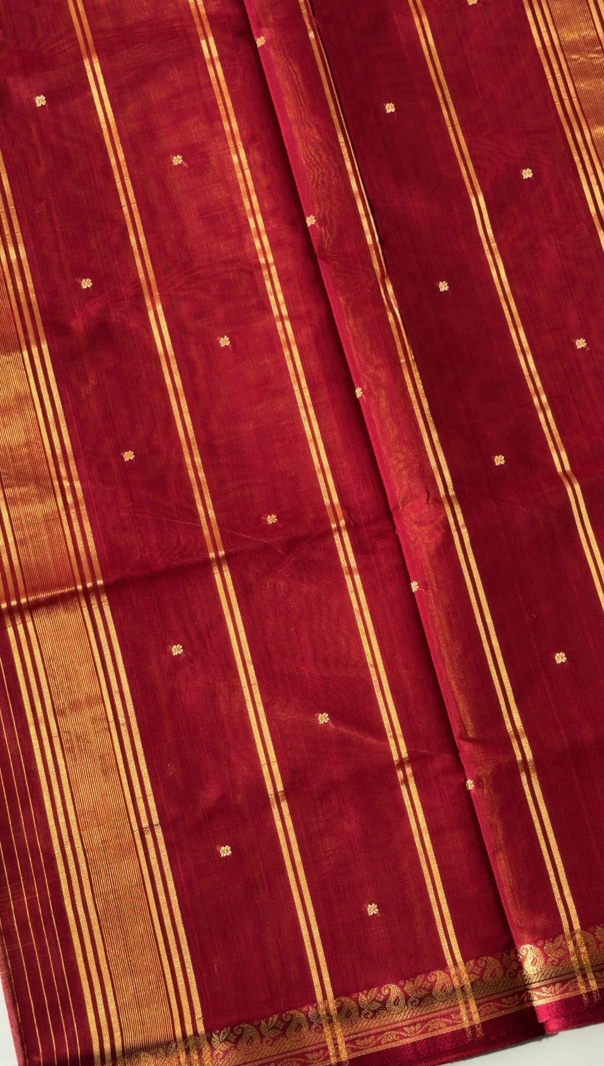 Vegan Silk Saree(Mustard and maroon)- TN390