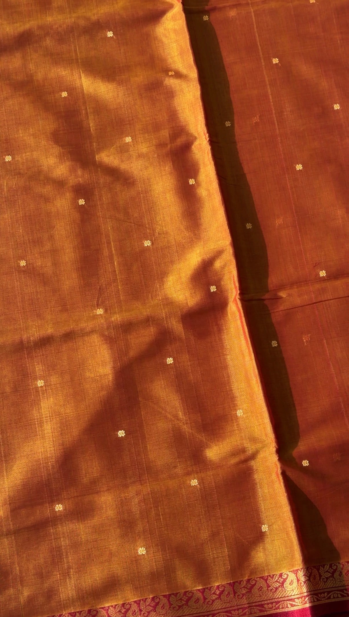 Vegan Silk Saree(Mustard and maroon)- TN390