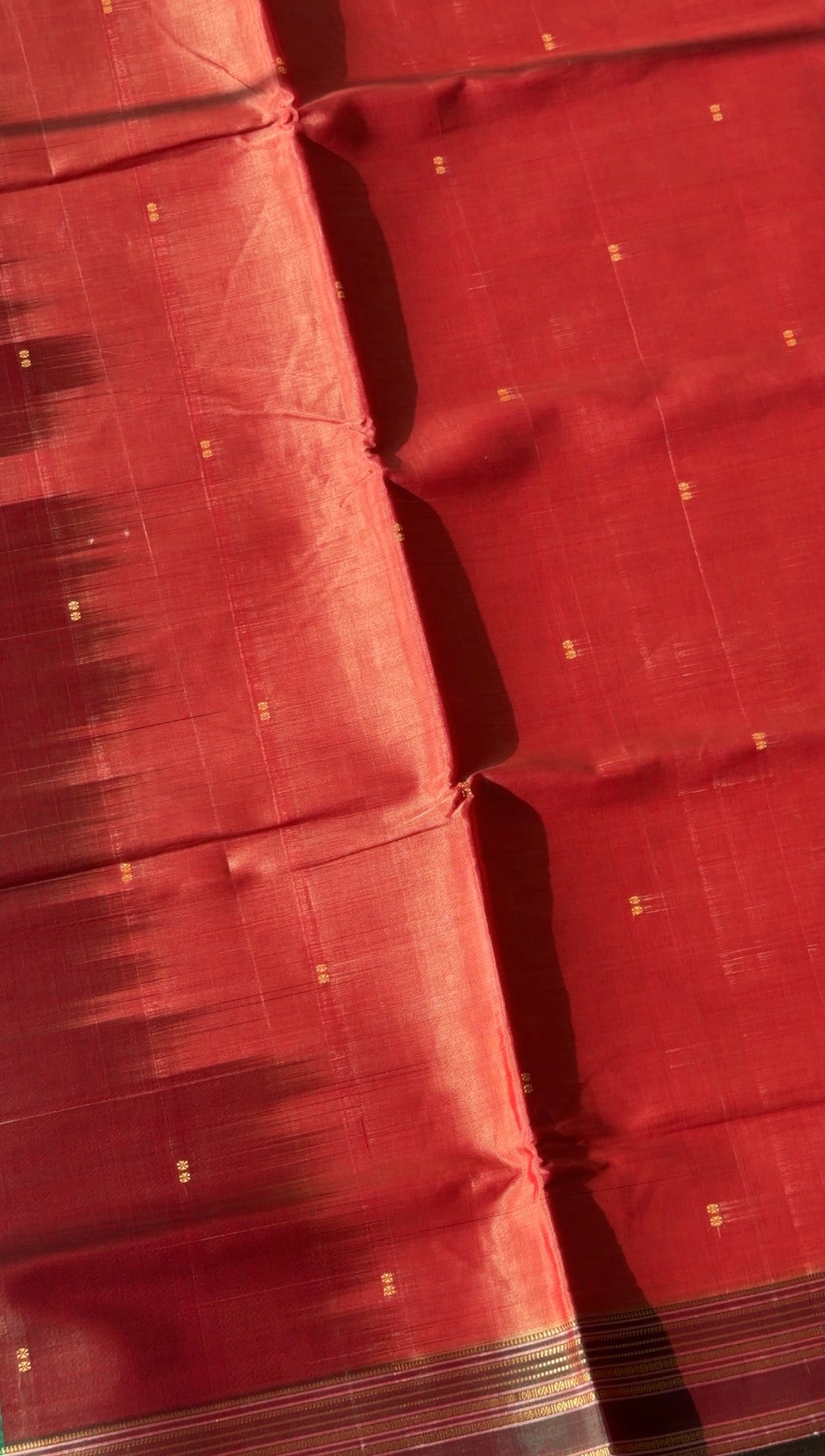 Vegan Silk Saree(light orange and green)- TN388
