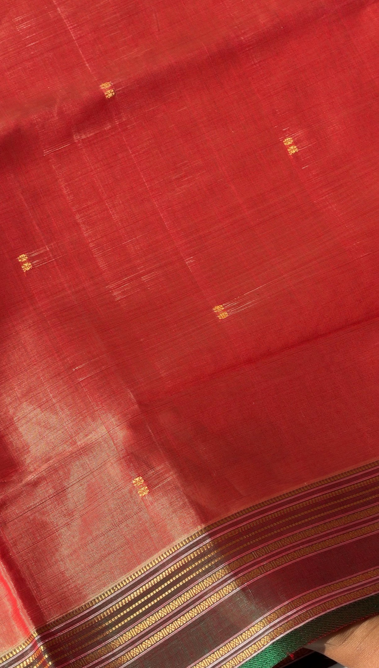 Vegan Silk Saree(light orange and green)- TN388