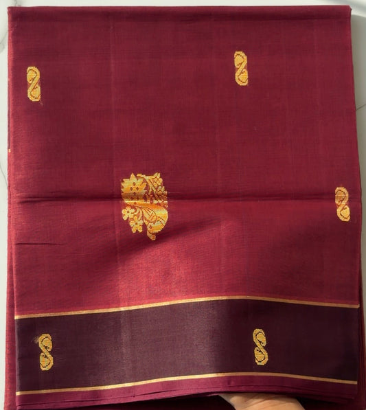 Vegan Silk Saree(Brick red and brown)- TN385