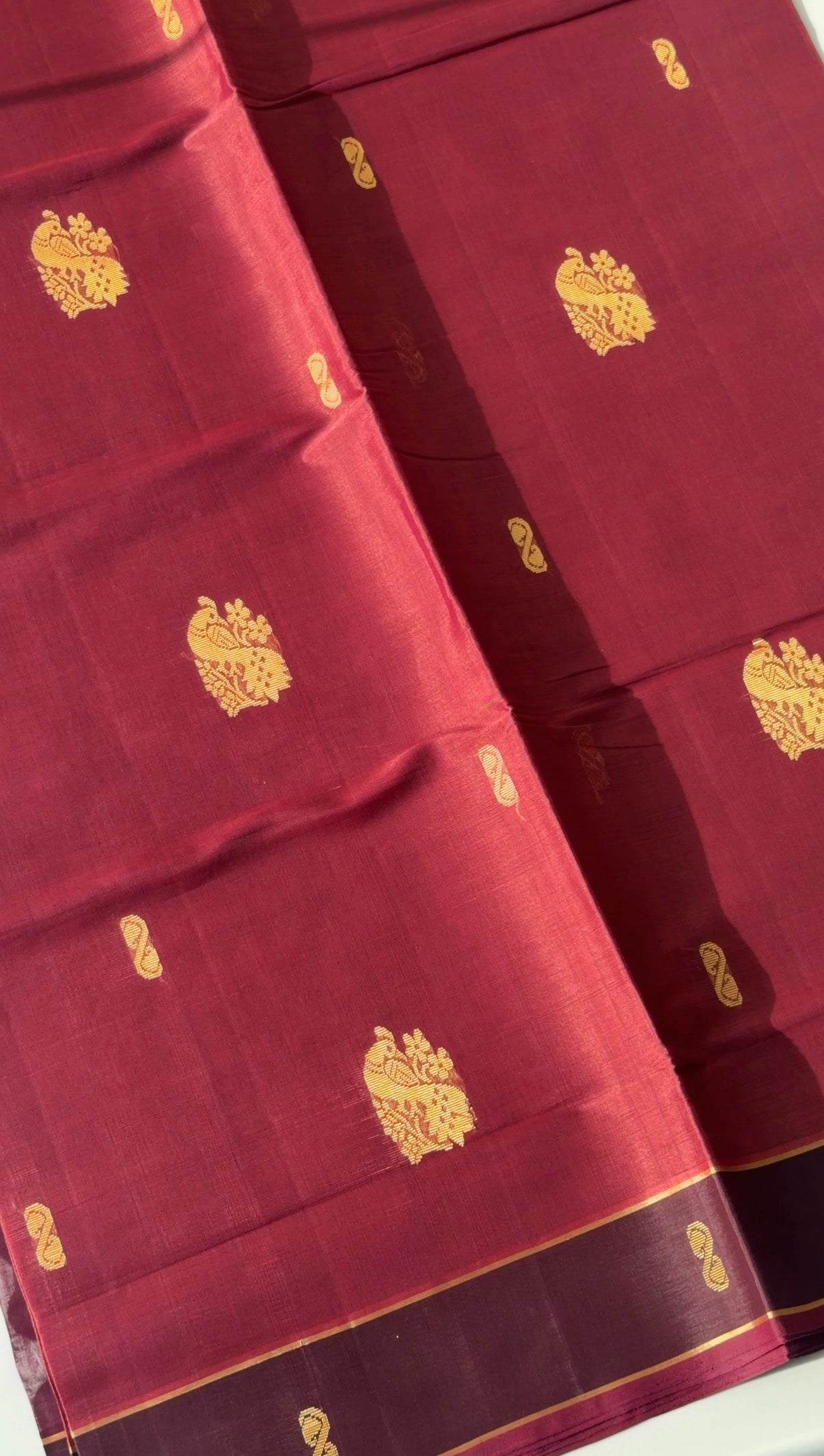 Vegan Silk Saree(Brick red and brown)- TN385