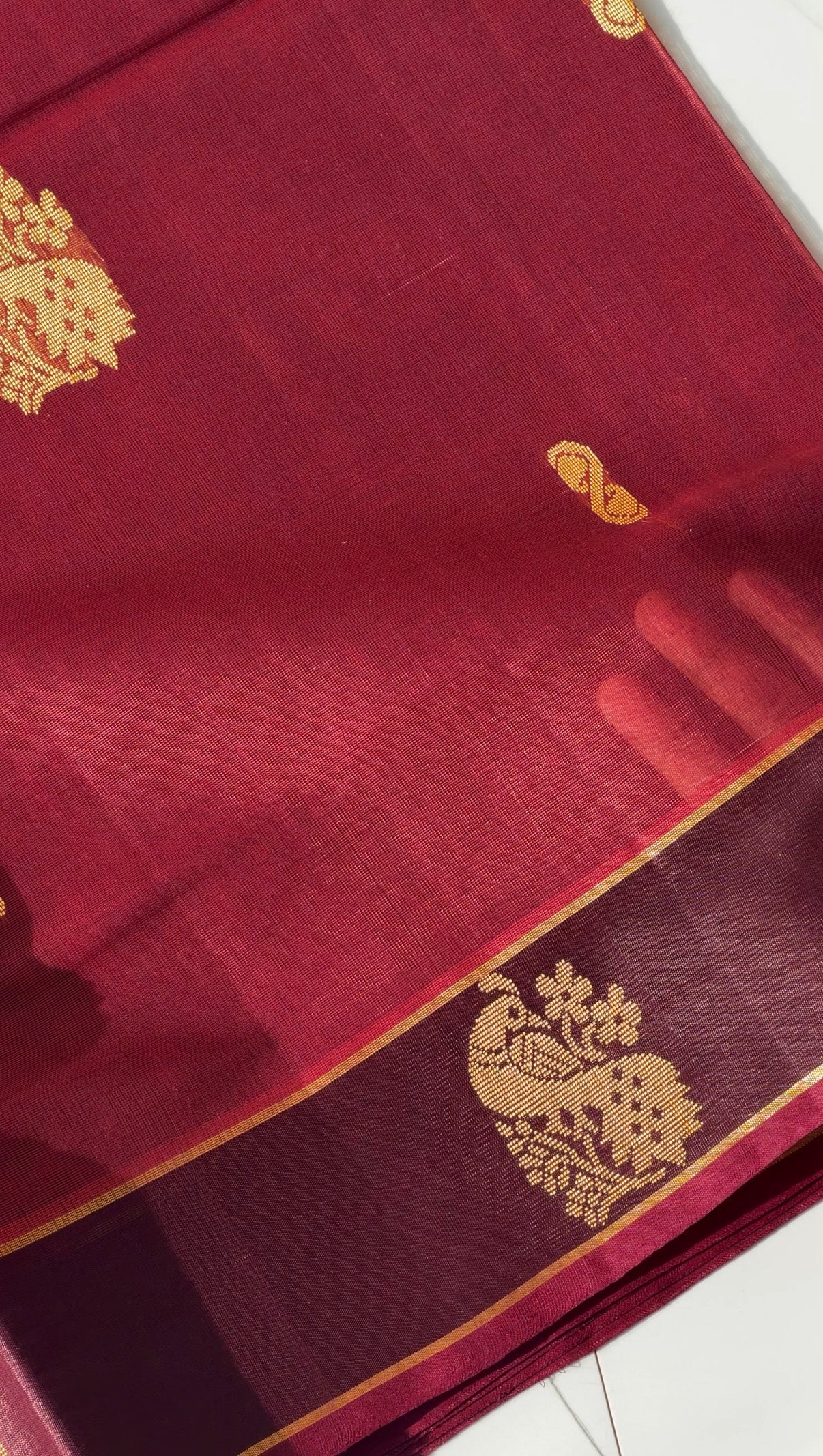 Vegan Silk Saree(Brick red and brown)- TN385