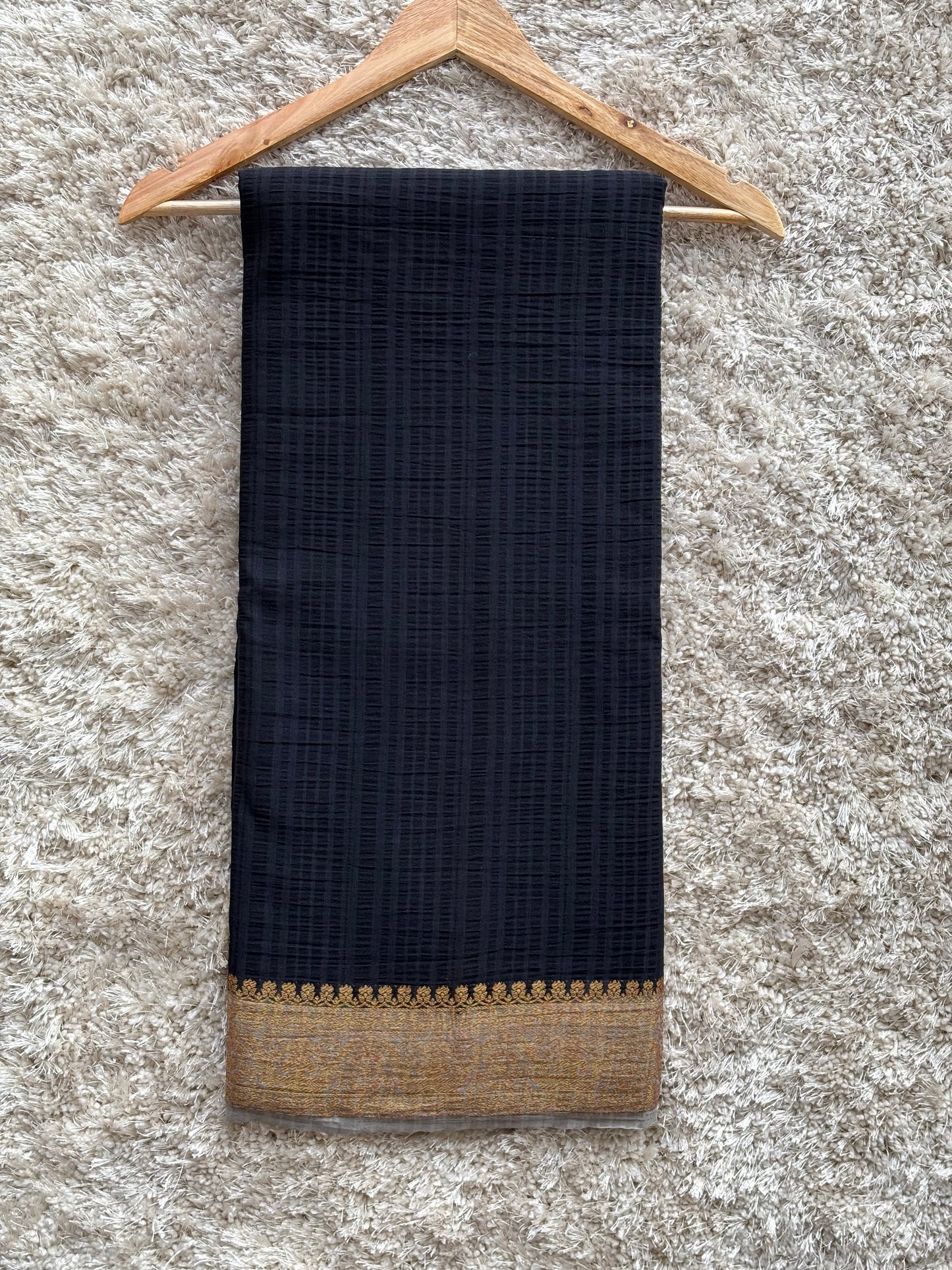 Crepe Tussar Georgette : Black - TN146