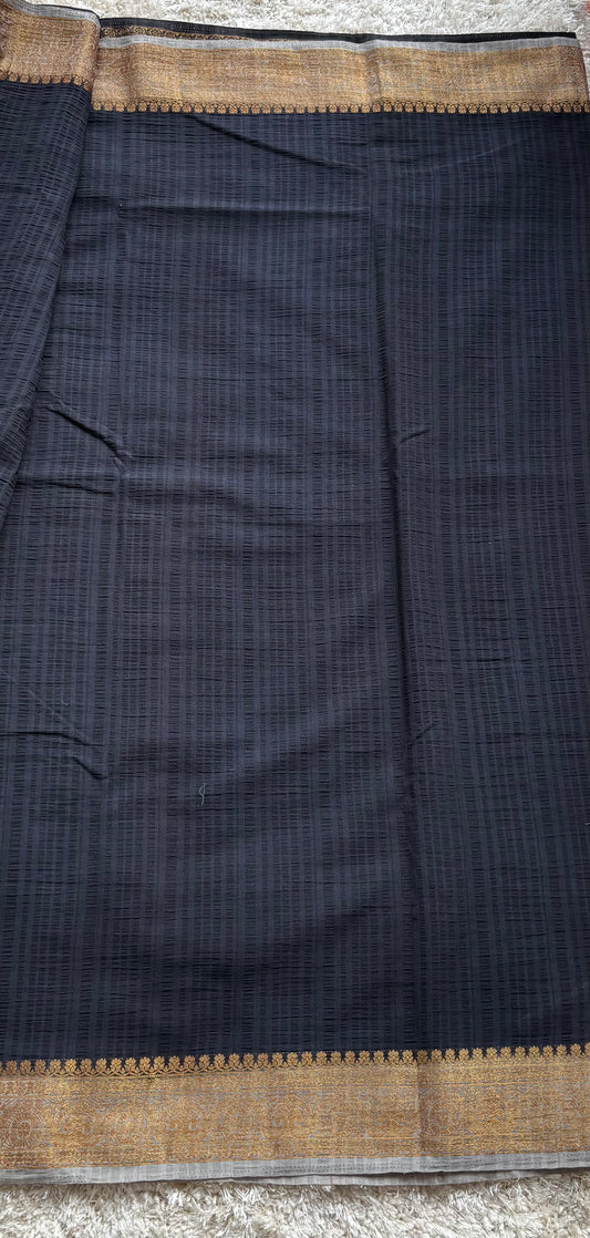 Crepe Tussar Georgette : Black - TN146