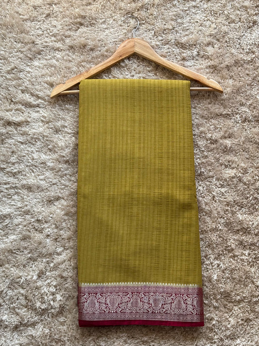 Crepe Tussar Georgette : Lime Yellow - TN148