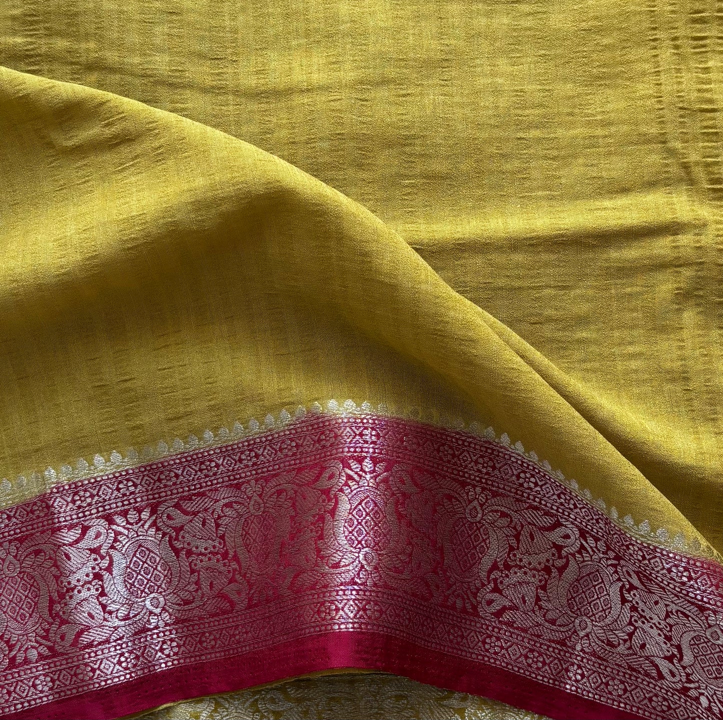 Crepe Tussar Georgette : Lime Yellow - TN148