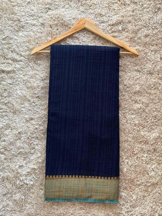 Crepe Tussar Georgette : Navy Blue - TN149