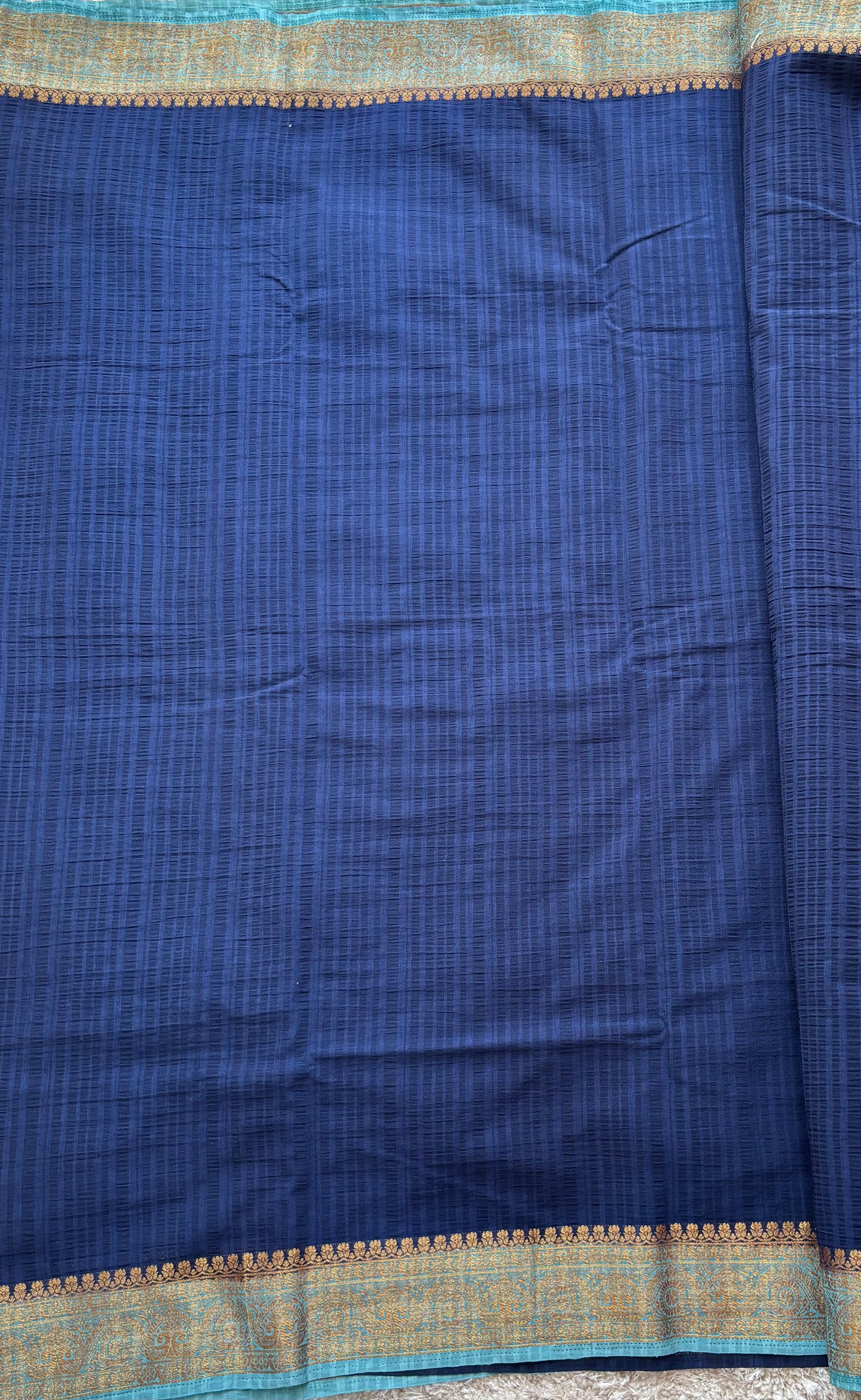 Crepe Tussar Georgette : Navy Blue - TN149