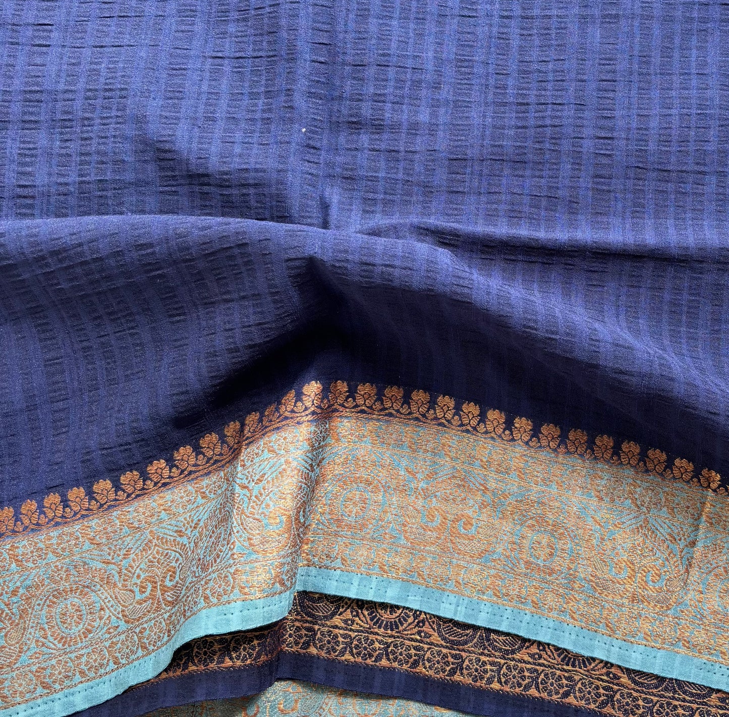 Crepe Tussar Georgette : Navy Blue - TN149