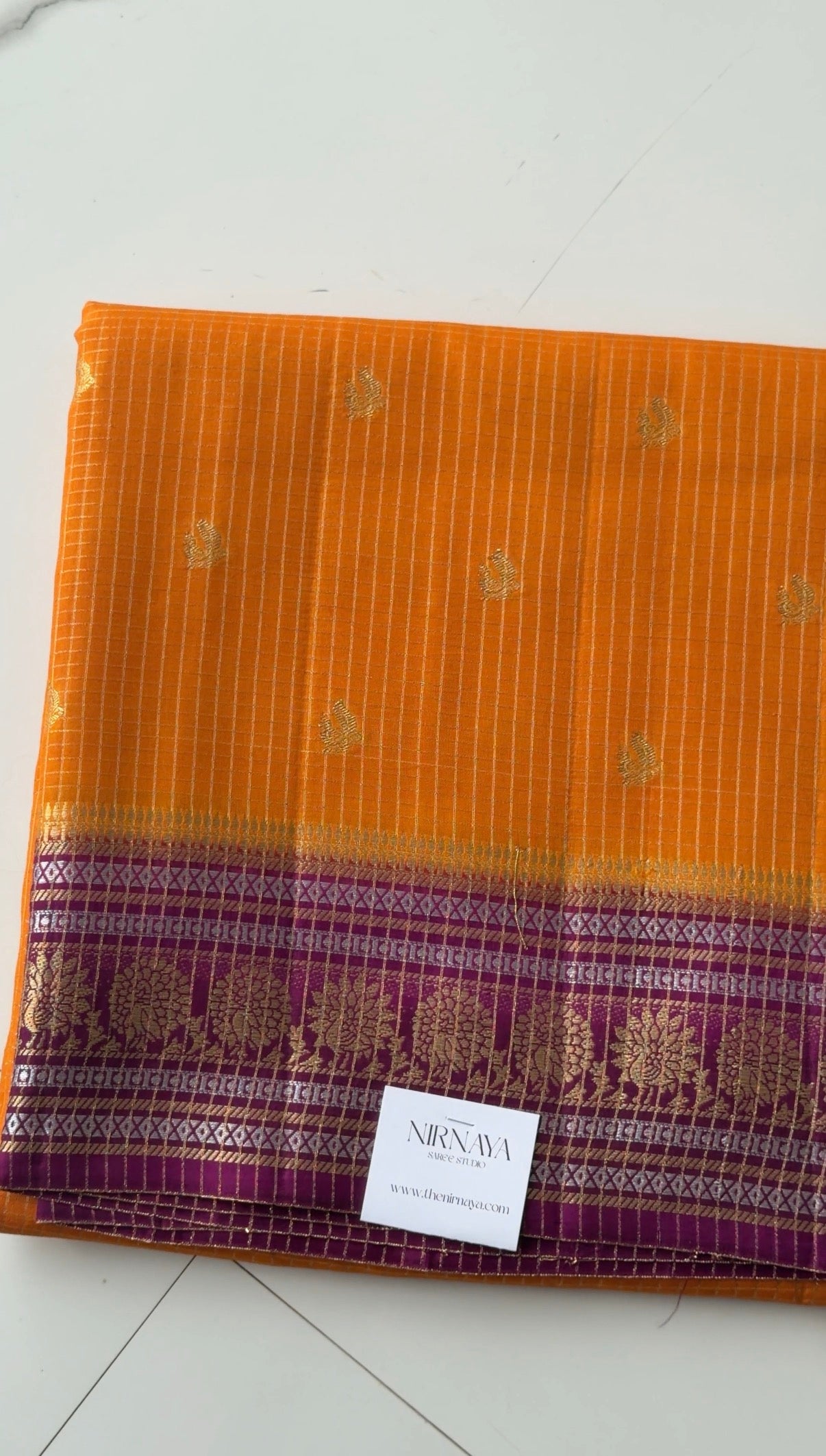 Art Silk Checks (Mustard with magenta) - TN397