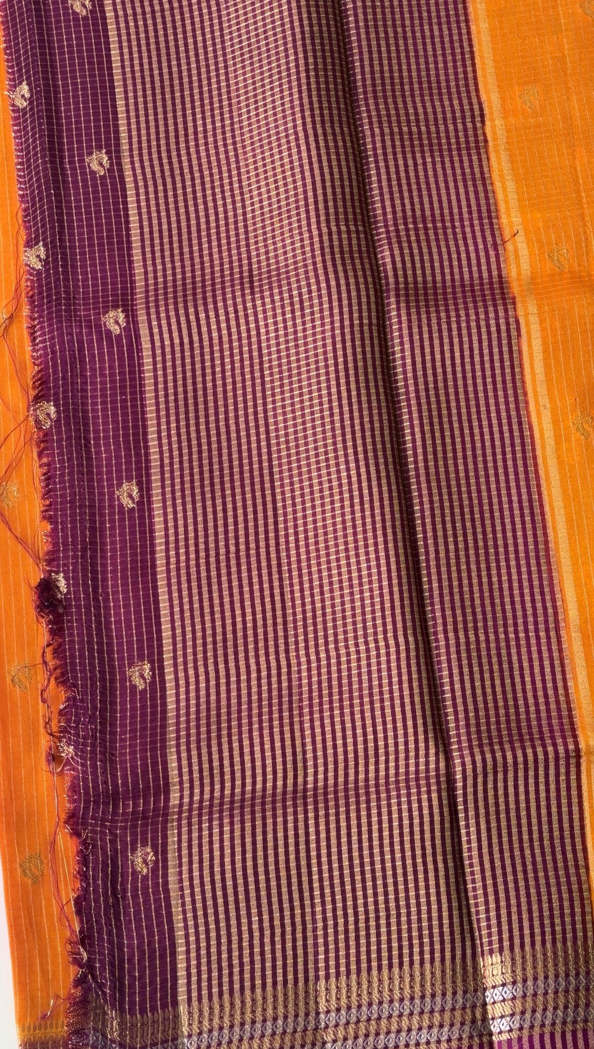 Art Silk Checks (Mustard with magenta) - TN397