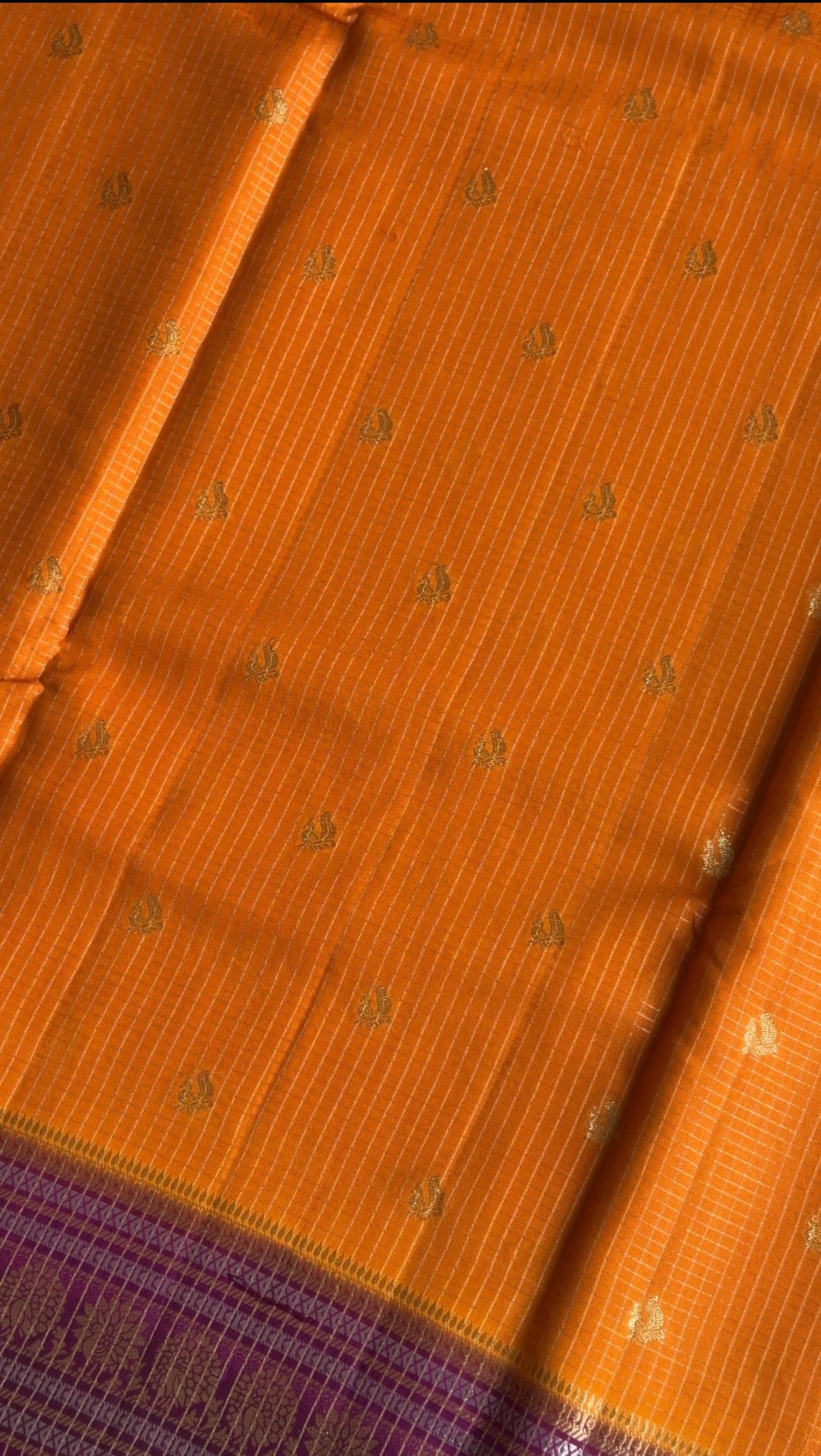 Art Silk Checks (Mustard with magenta) - TN397