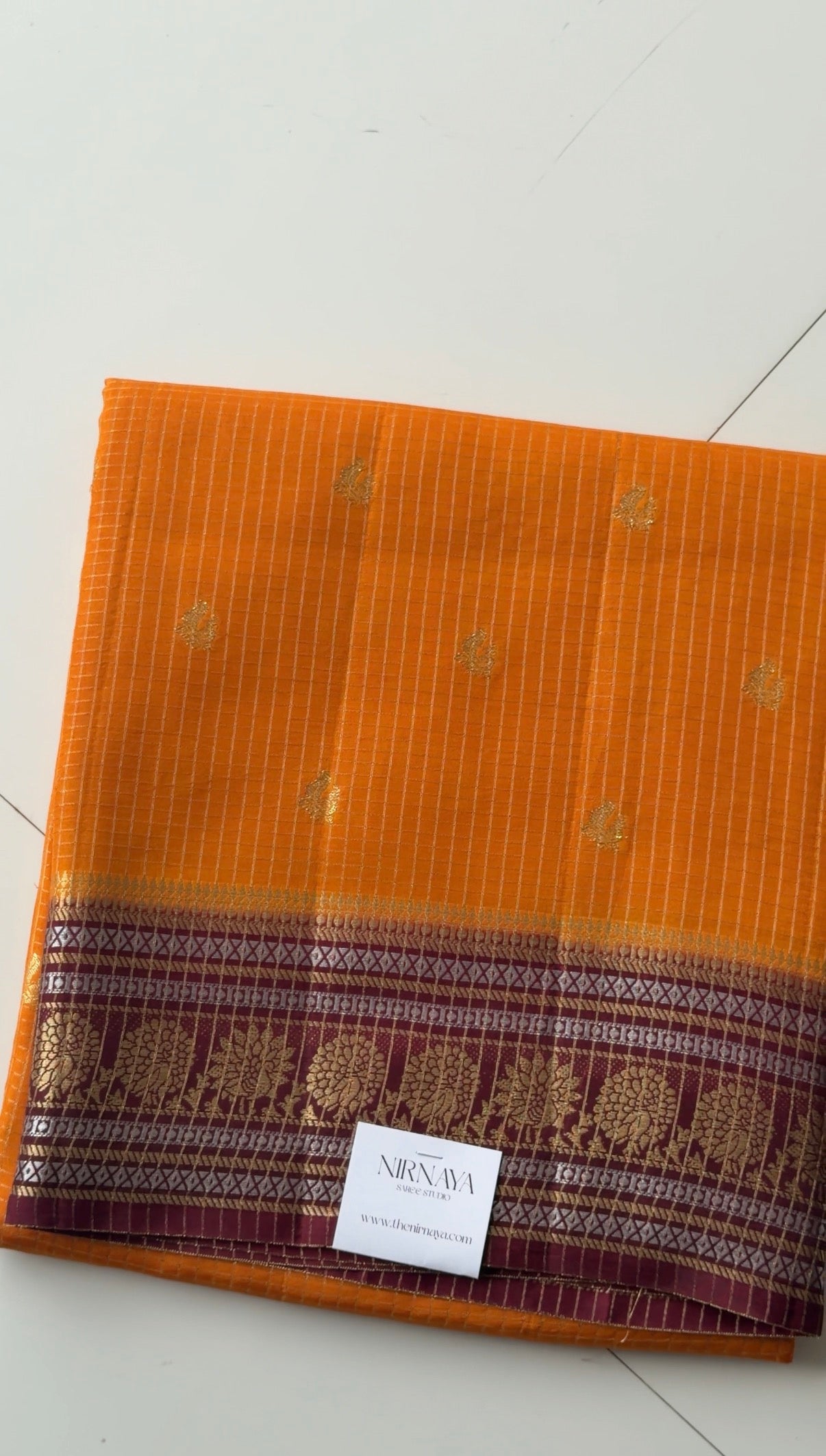 Art Silk Checks (Mustard with Brown) - TN398