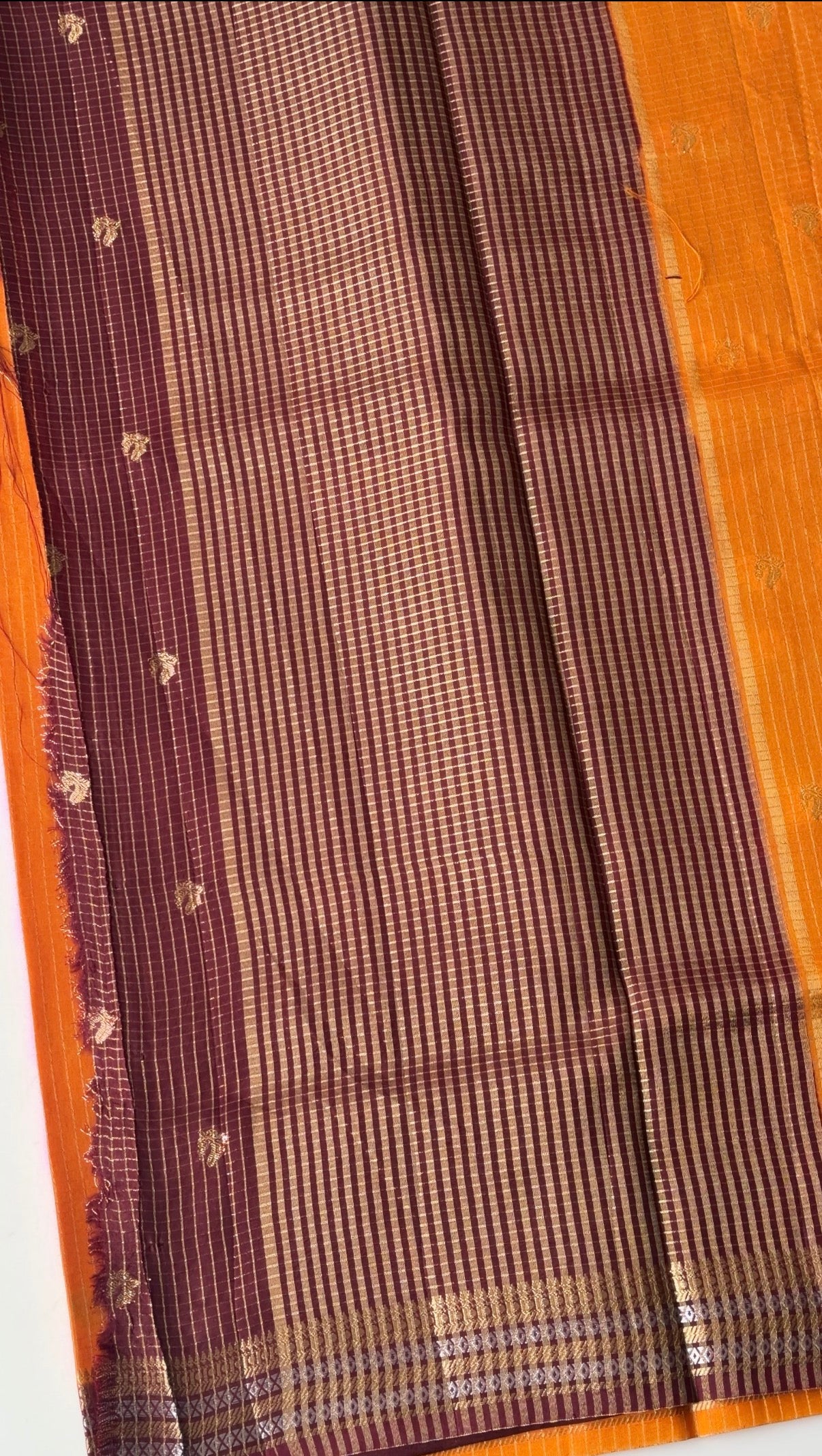Art Silk Checks (Mustard with Brown) - TN398