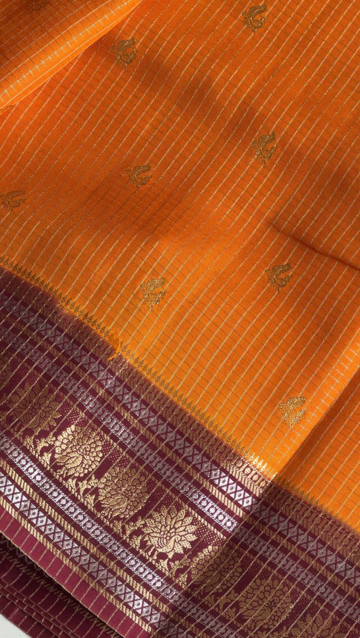Art Silk Checks (Mustard with Brown) - TN398