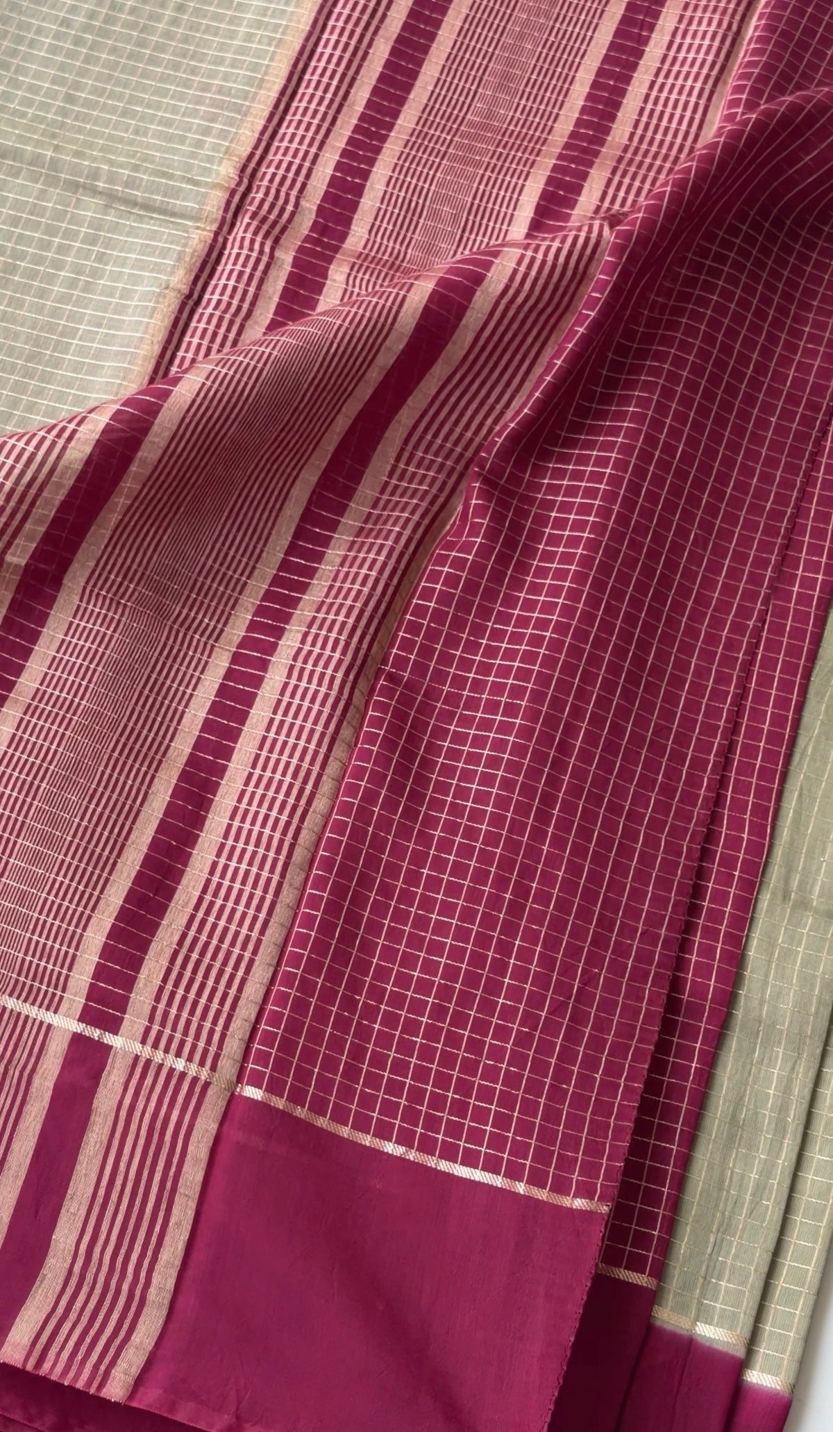 Art silk checks (Sage green) - TN416
