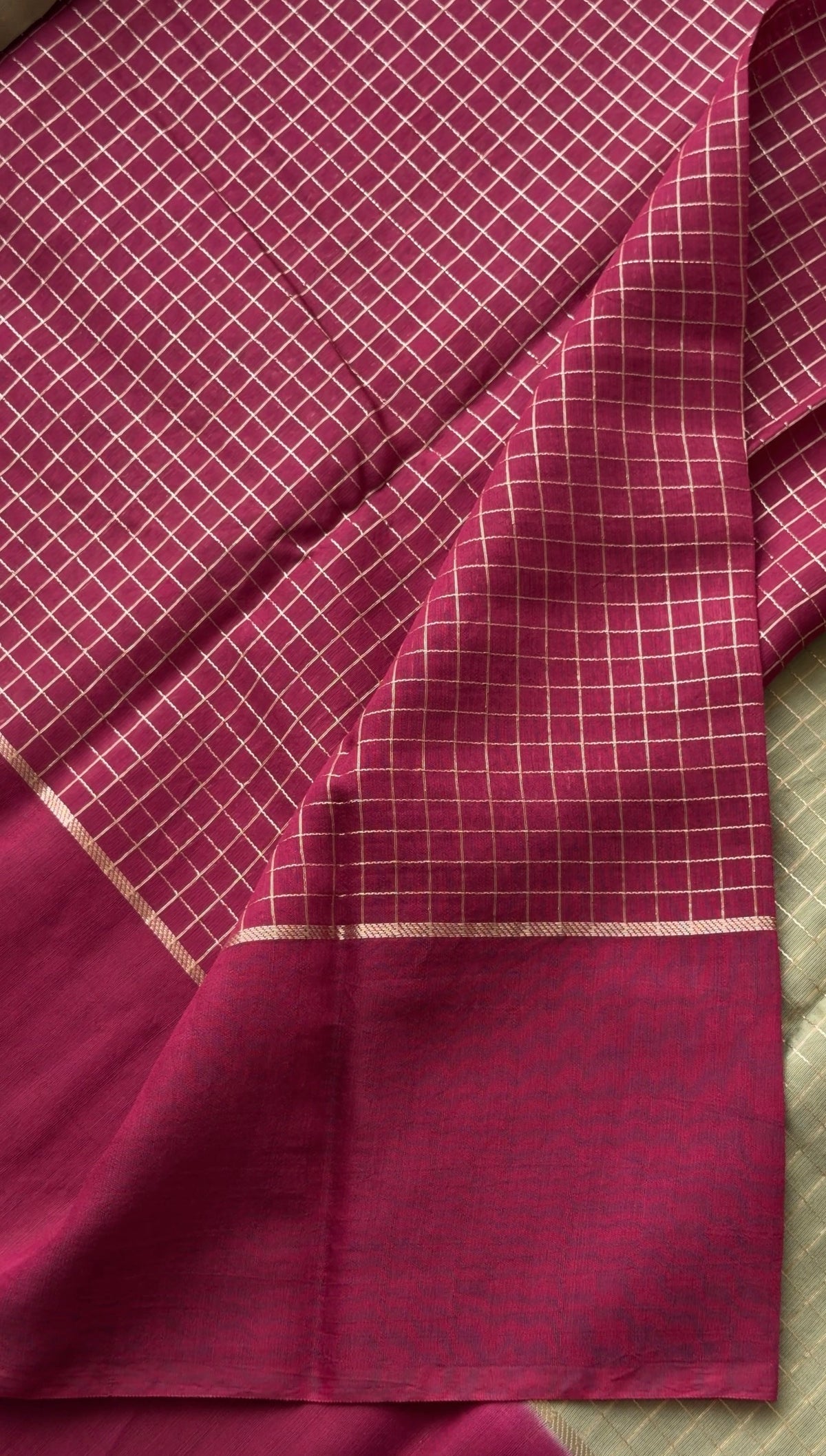 Art silk checks (Sage green) - TN416