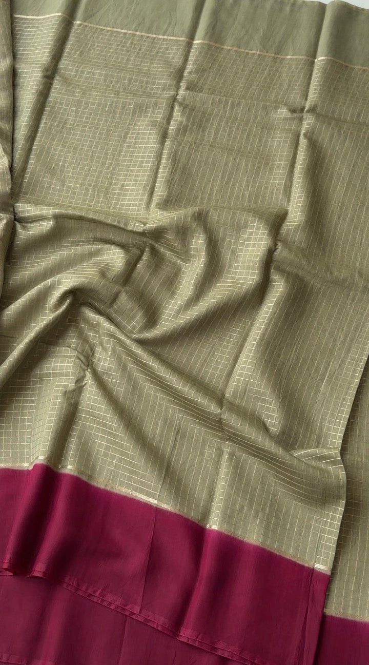 Art silk checks (Sage green) - TN416