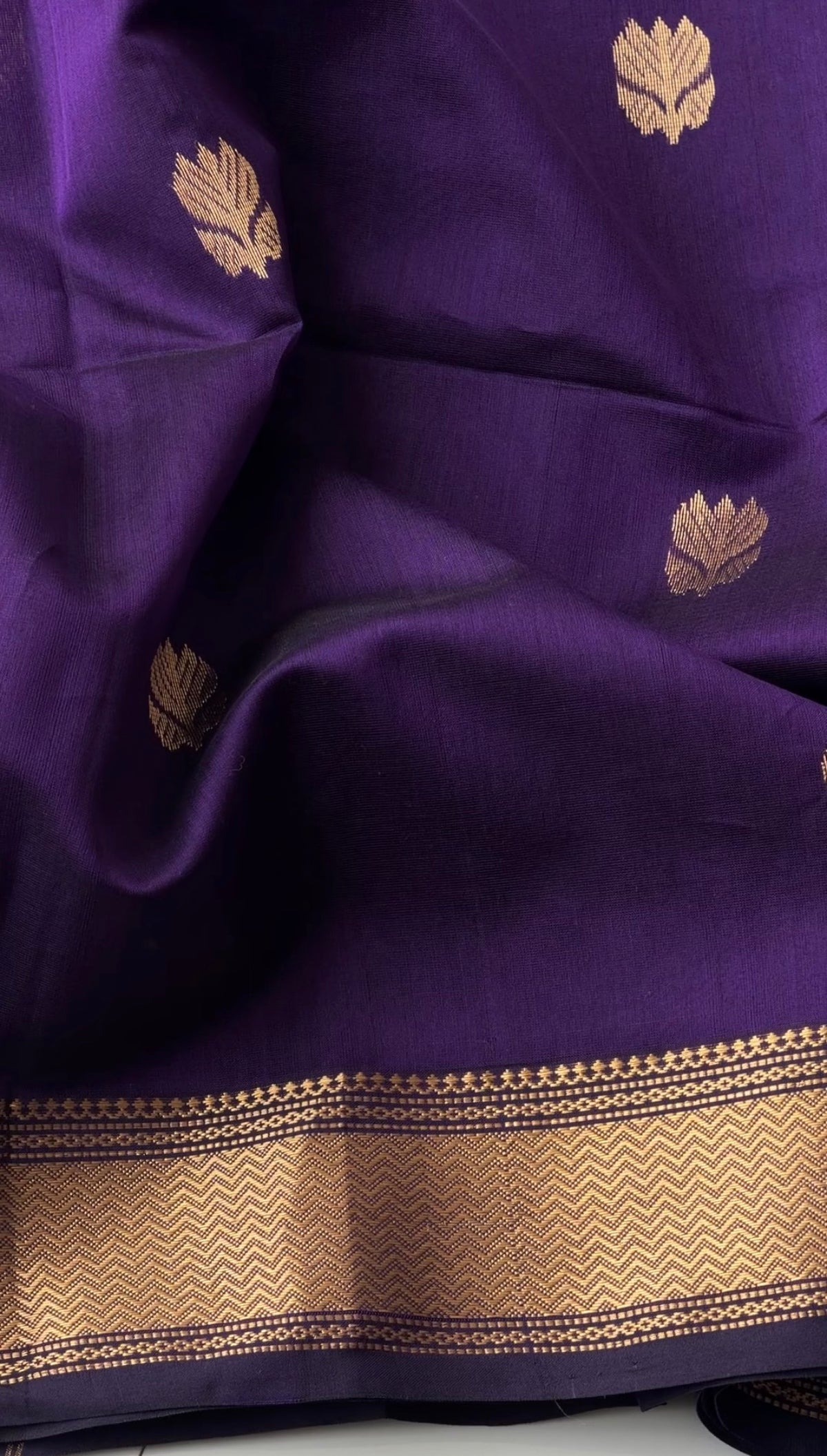Handloom Maheshwari Silk Cotton (Royal Purple) - TN418