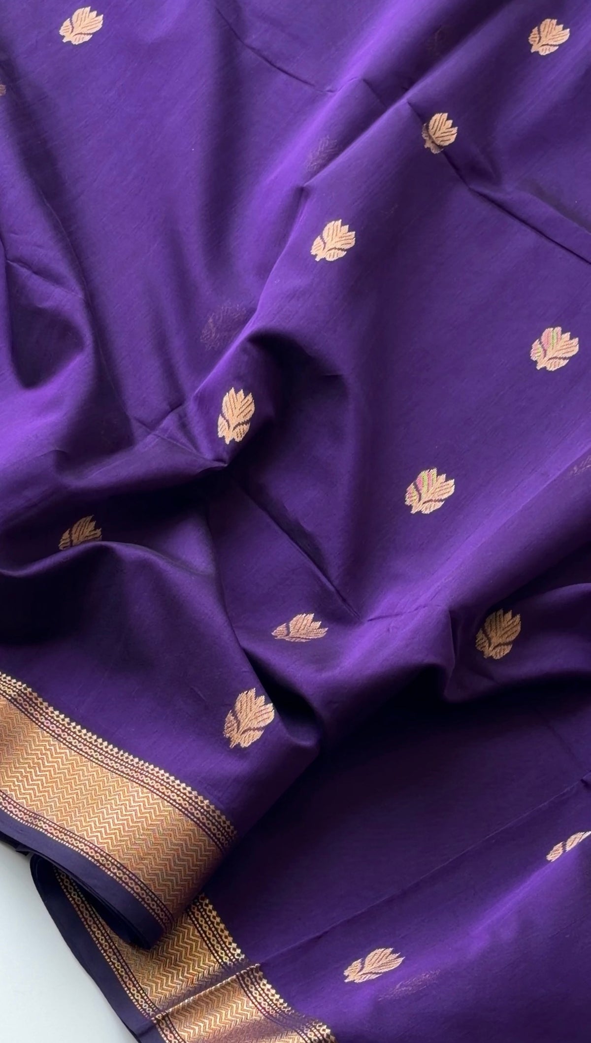 Handloom Maheshwari Silk Cotton (Royal Purple) - TN418
