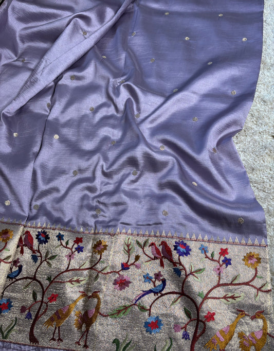 SILK BLEND SAREE : LAVENDER - TN007