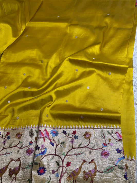 SILK BLEND SAREE : MUSTARD YELLOW - TN010