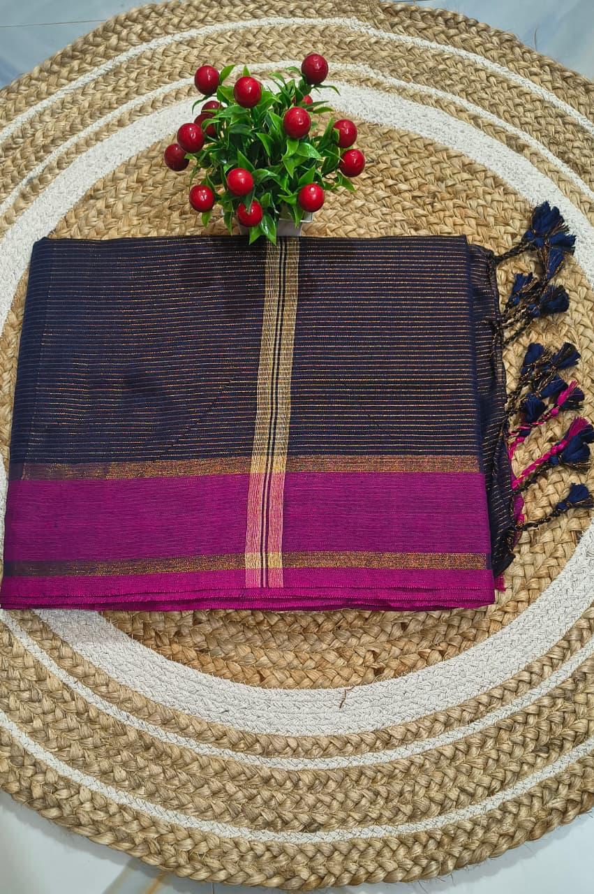Khadi Cotton all over zari stripe work - TN169