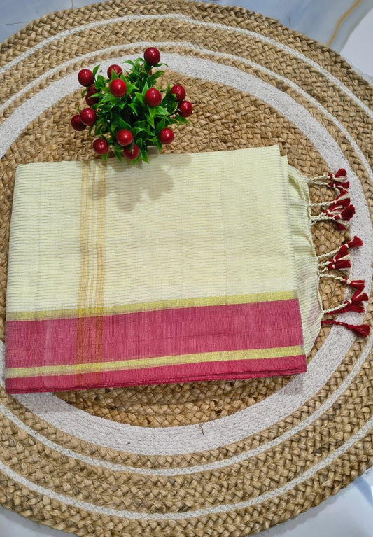 Khadi Cotton all over zari stripe work - TN170