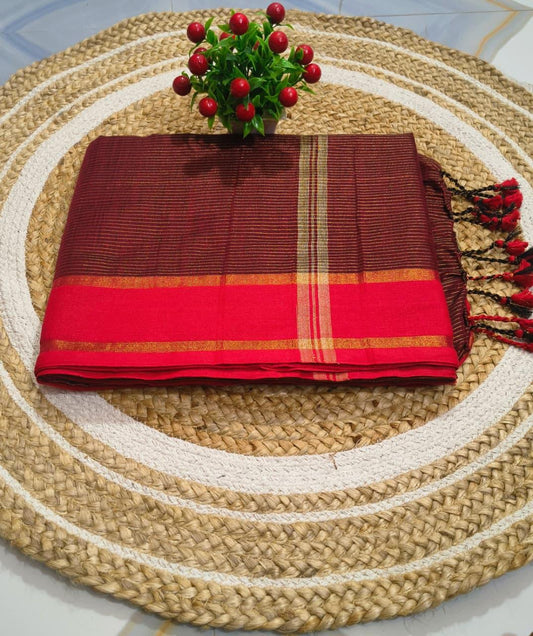 Khadi Cotton all over zari stripe work - TN171