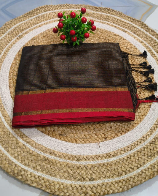 Khadi Cotton all over zari stripe work - TN173