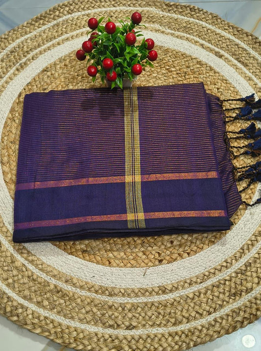 Khadi Cotton all over zari stripe work - TN174