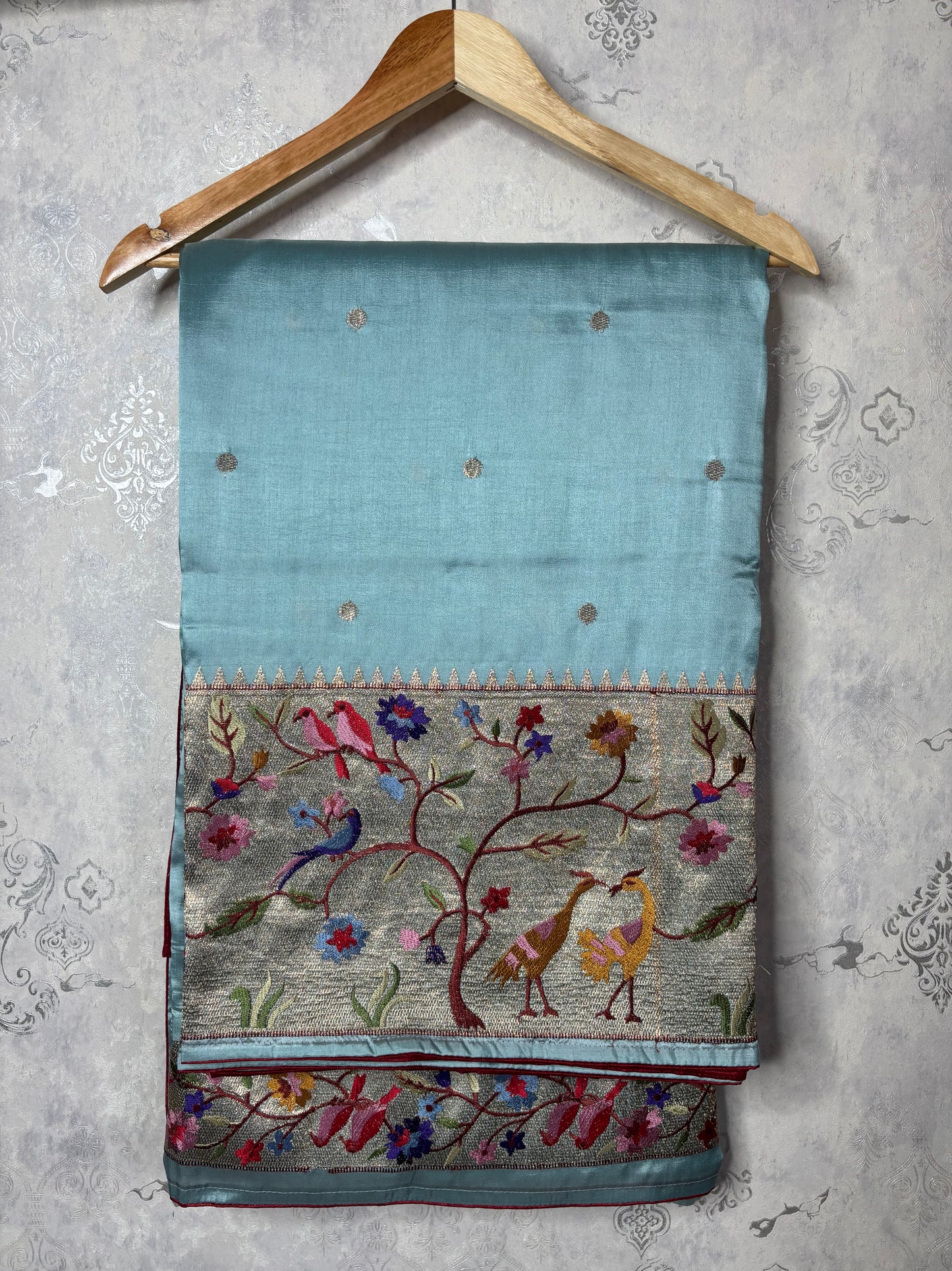 SILK BLEND SAREE : SEA GREEN - TN008