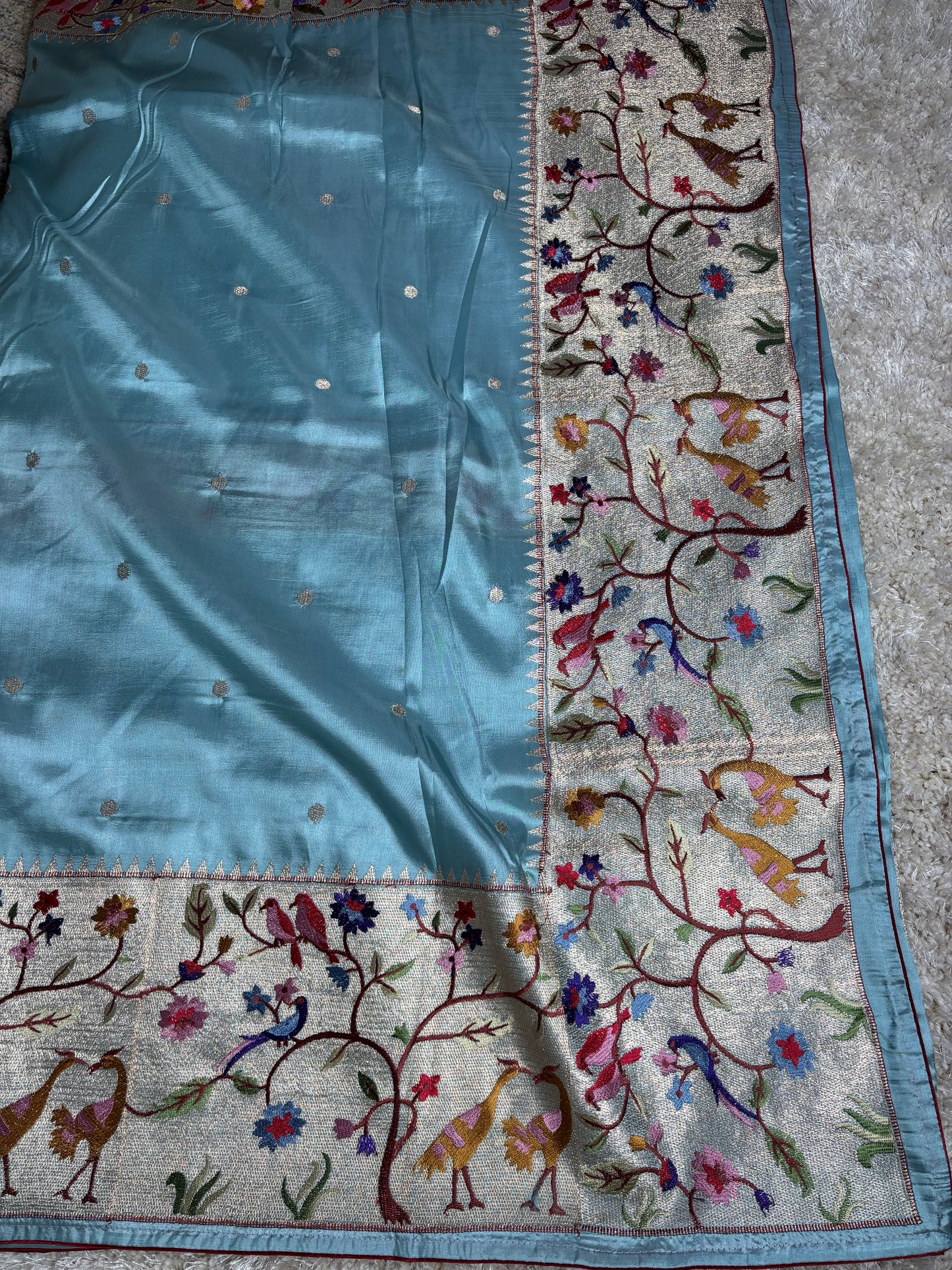 SILK BLEND SAREE : SEA GREEN - TN008