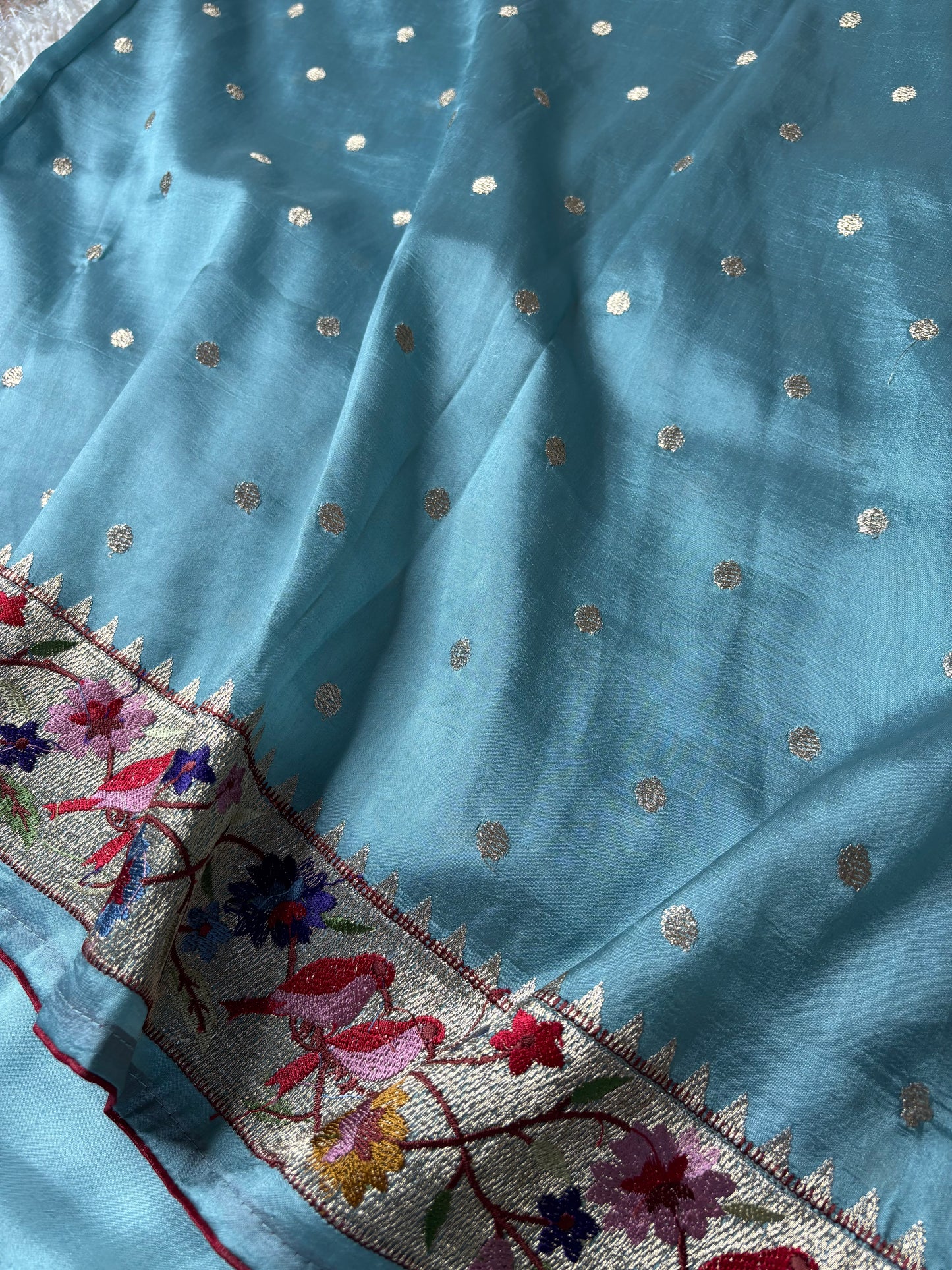 SILK BLEND SAREE : SEA GREEN - TN008