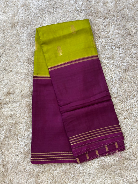 Semi Mysore Silk : Green & Purple - TN080