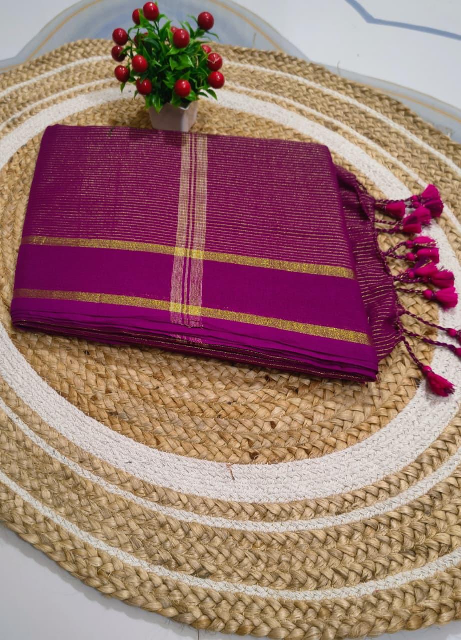 Khadi Cotton all over zari stripe work - TN167