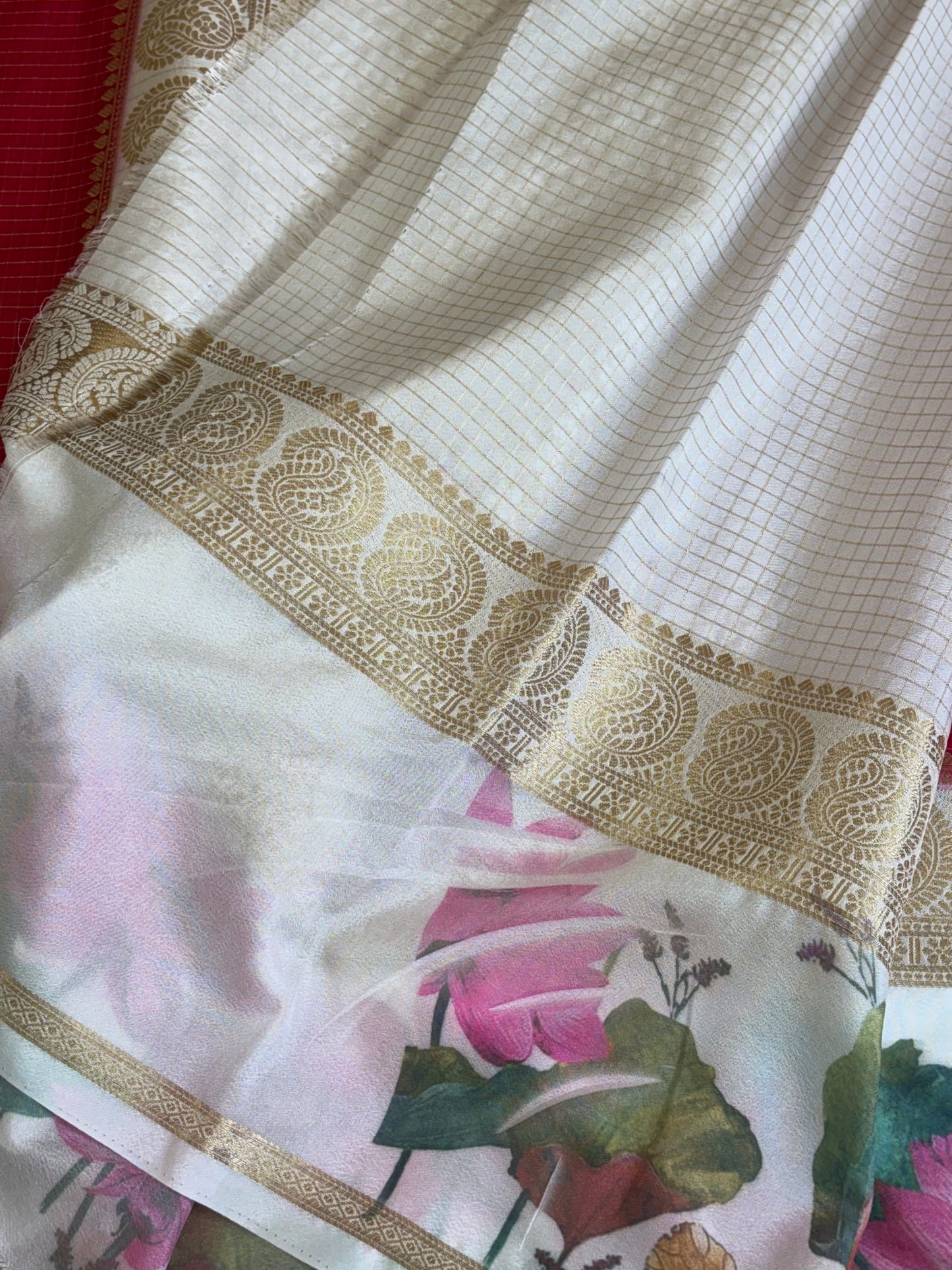 Semi Mysore Silk Checks : Pink - TN076
