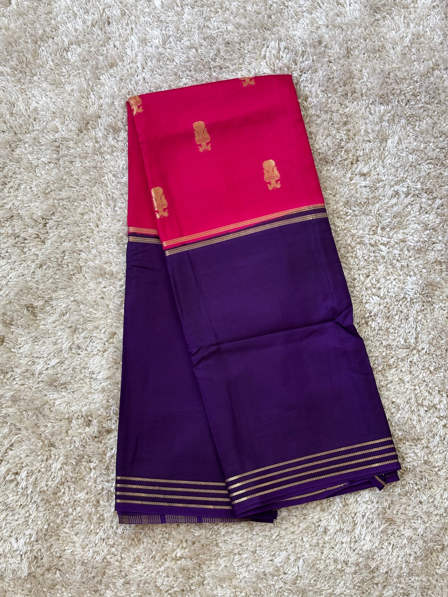 Semi Mysore Silk : Pink & Violet - TN079