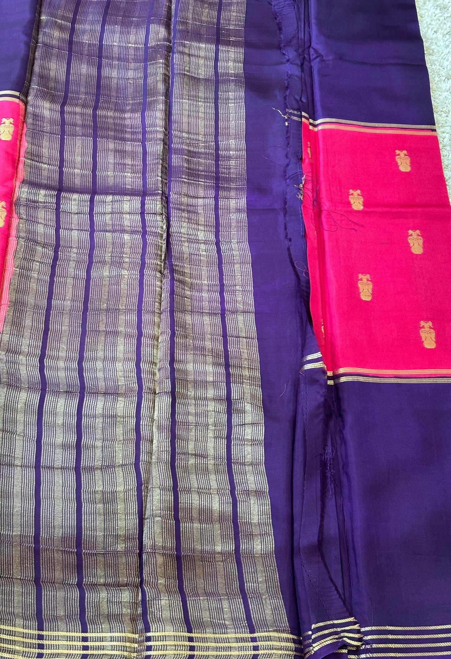 Semi Mysore Silk : Pink & Violet - TN079