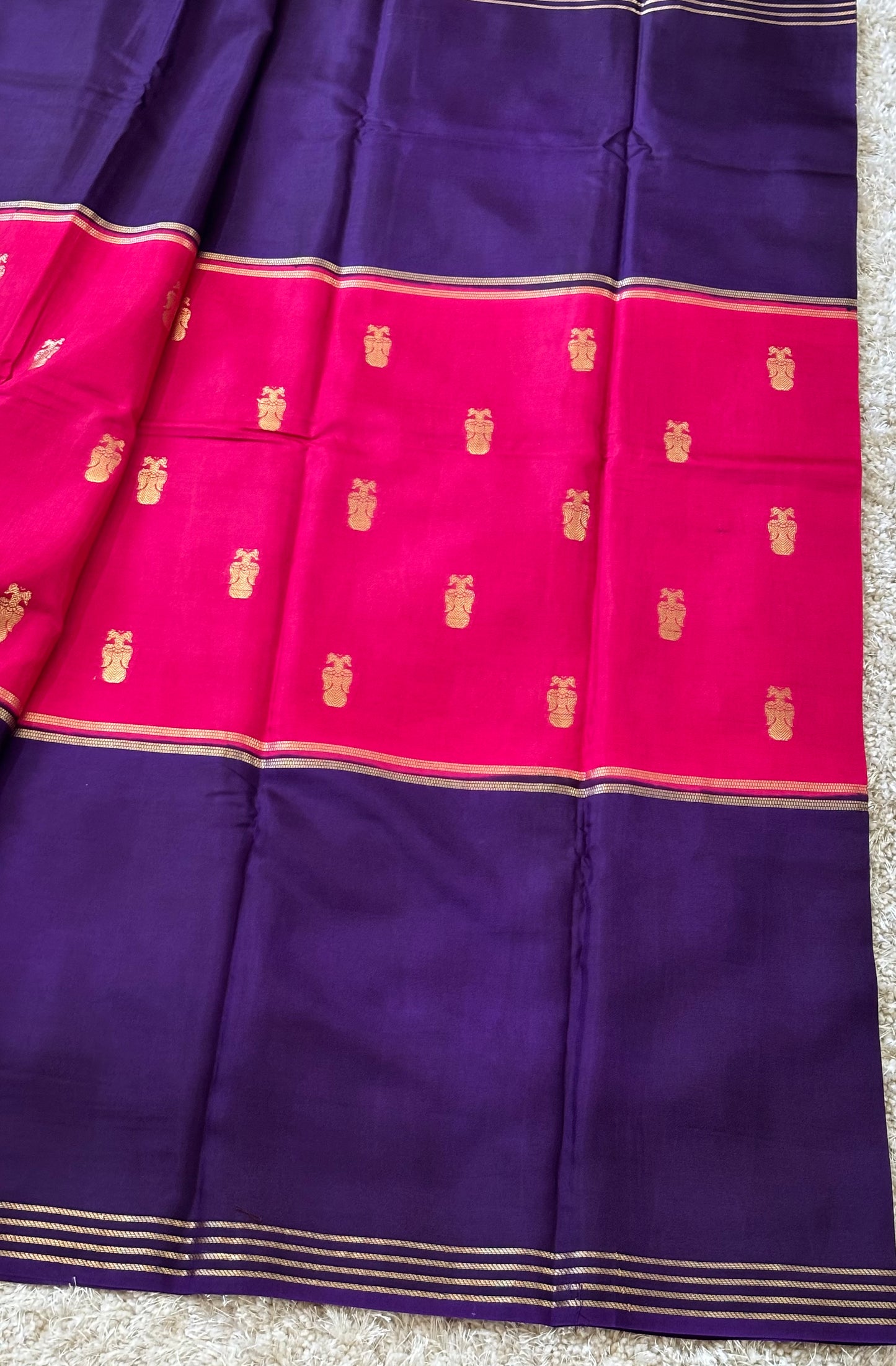 Semi Mysore Silk : Pink & Violet - TN079