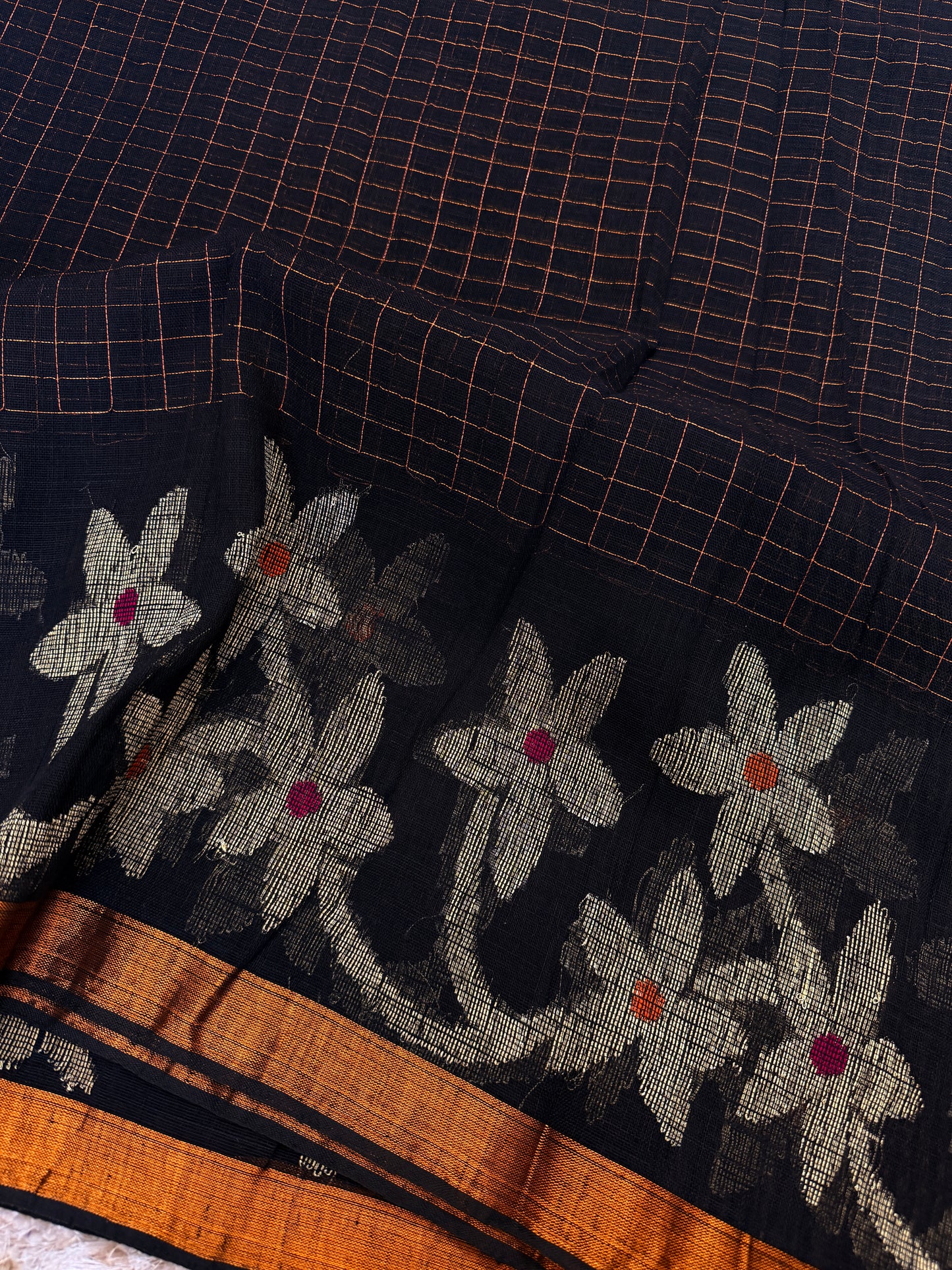 Black Linen Saree - TN177
