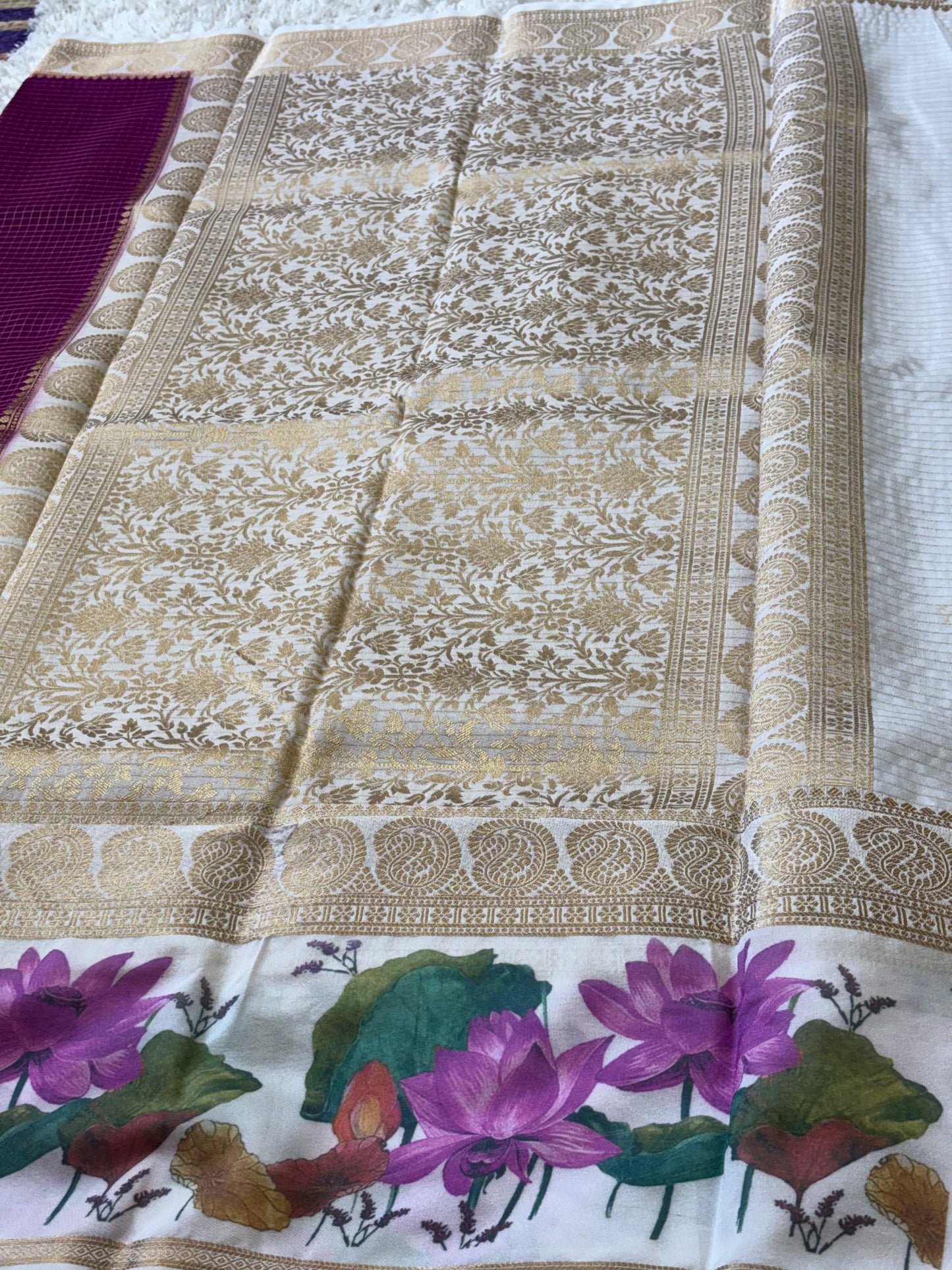 Semi Mysore Silk Checks : Violet - TN077