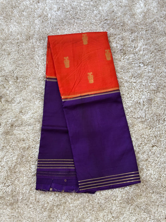 Semi Mysore Silk : Orange & Violet - TN081