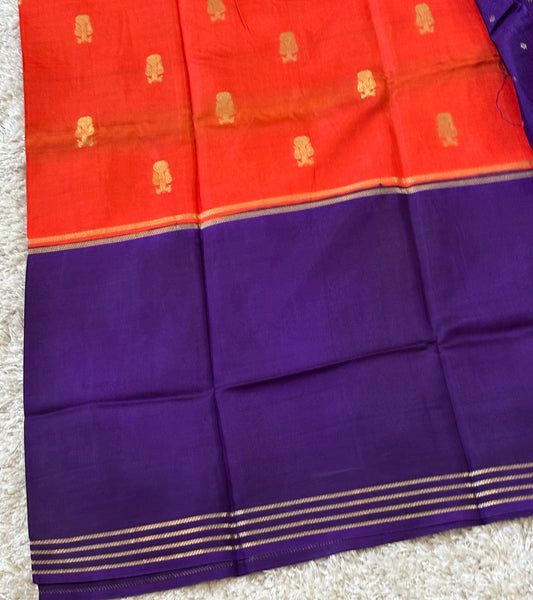 Semi Mysore Silk : Orange & Violet - TN081